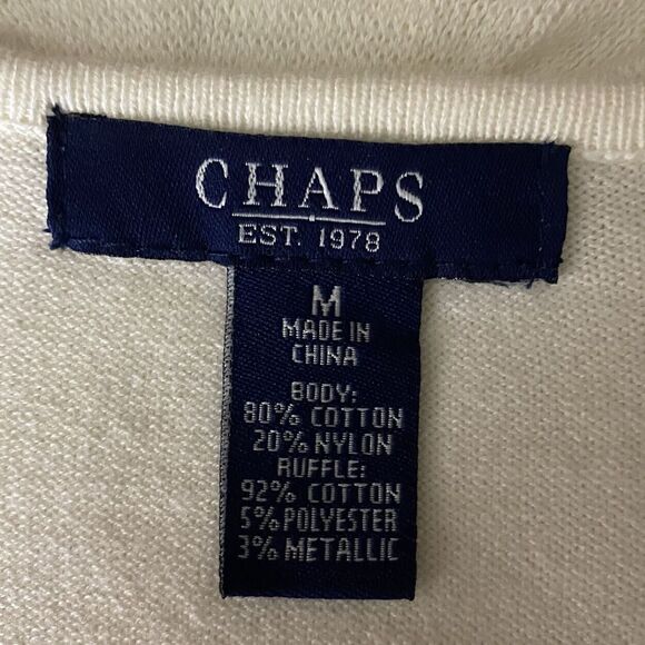 Chaps Sweater Glittery Trim Ruffled - Picture 12 of 12